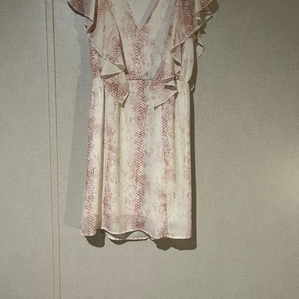 Peach Love California Pink and Cream Ruffle Mini Dress
